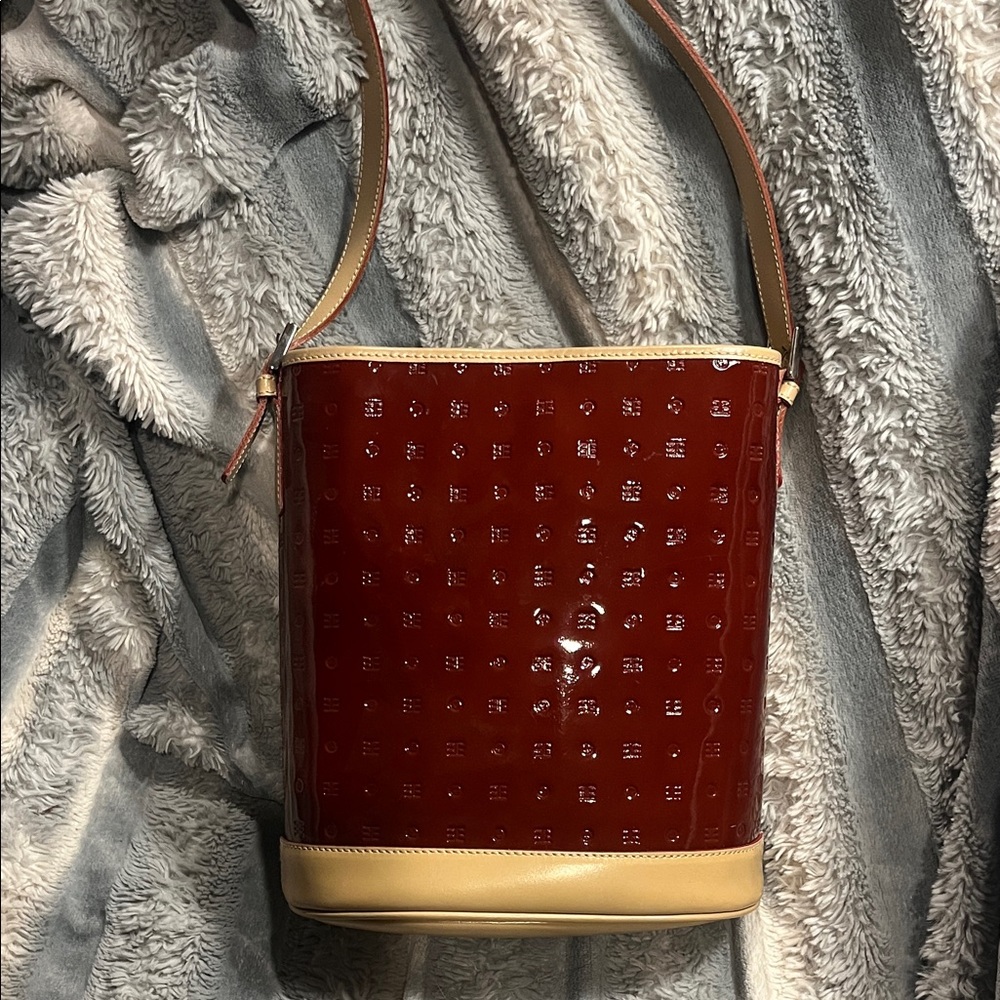 Arcadia patent leather Red and Beige Luxury Shoulder Bag